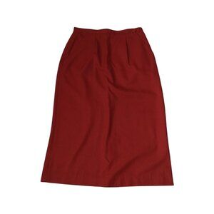 INCOGNITO Women's Size 7/8 Red Vintage Pencil Skirt Pleated Pockets Office Midi